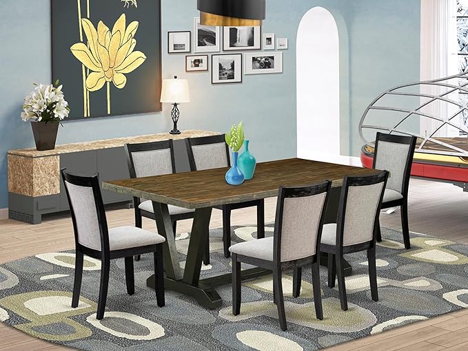 East West Furniture V677MZ606-7 7 Piece Modern Dining Table Set Consist of a - Image 2