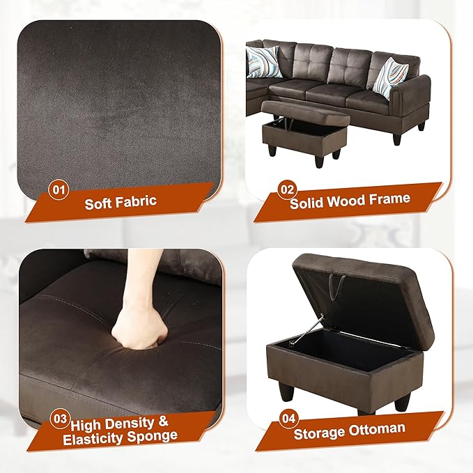 Osparple L Shaped Couch Sectional Couches - Image 5