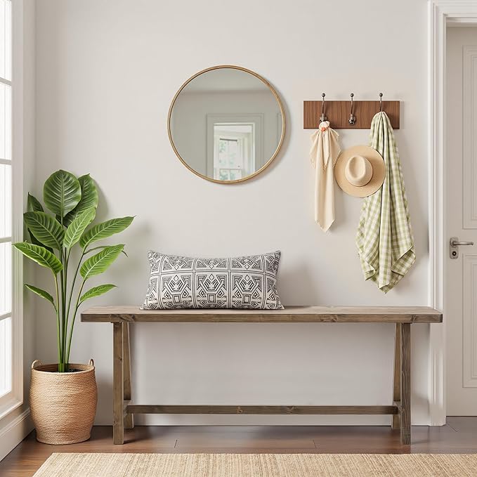 Warmiehomy Solid Wood Bench, 47.2” Rustic Farmhouse Entryway Bench - Image 6
