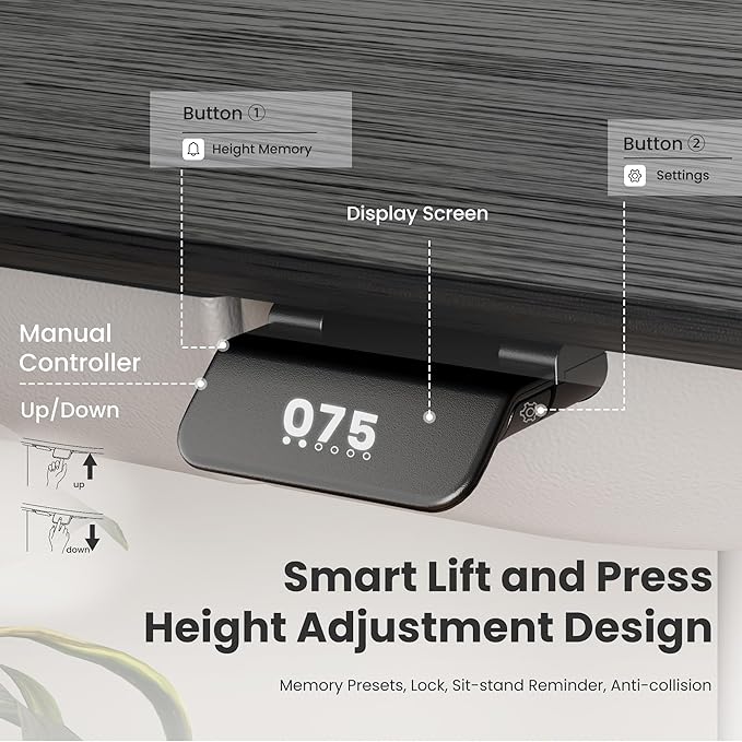 COLAMY Electric Adjustable Standing Desk – 48 x 28 Inch Sit Stand Desk - Image 4
