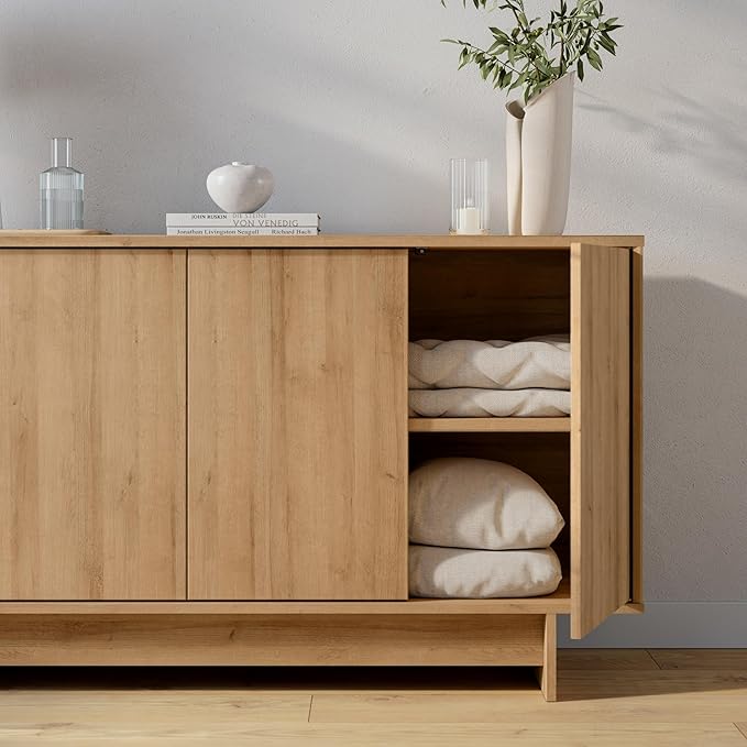 Prepac Natural Oak Finnley Sideboard Cabinet Buffet Cabinet - Image 5