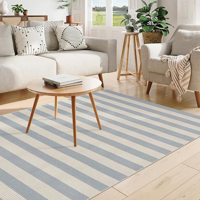 OJIA Striped Outdoor Area Rug 5'x7' Outdoor Rug, Washable Patio Rug Farmhouse - Image 8