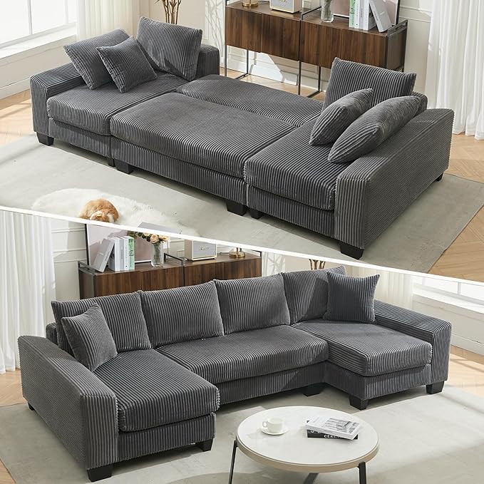 Symmetrical U Shaped Sectional Sofa Convertible Pull Out Sleeper Sofabed by Unknown