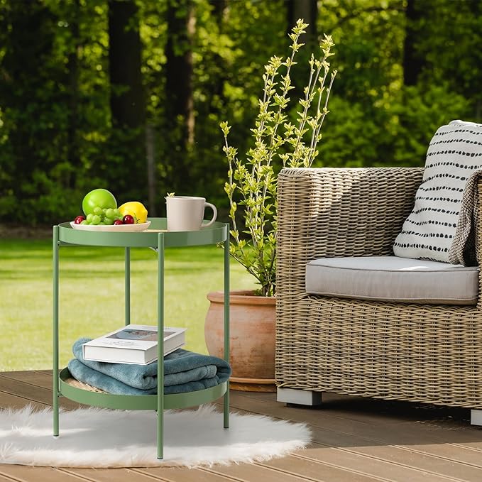 TeoKJ All Metal Side Table, 2 Tier Anti Rust End Table - Image 8