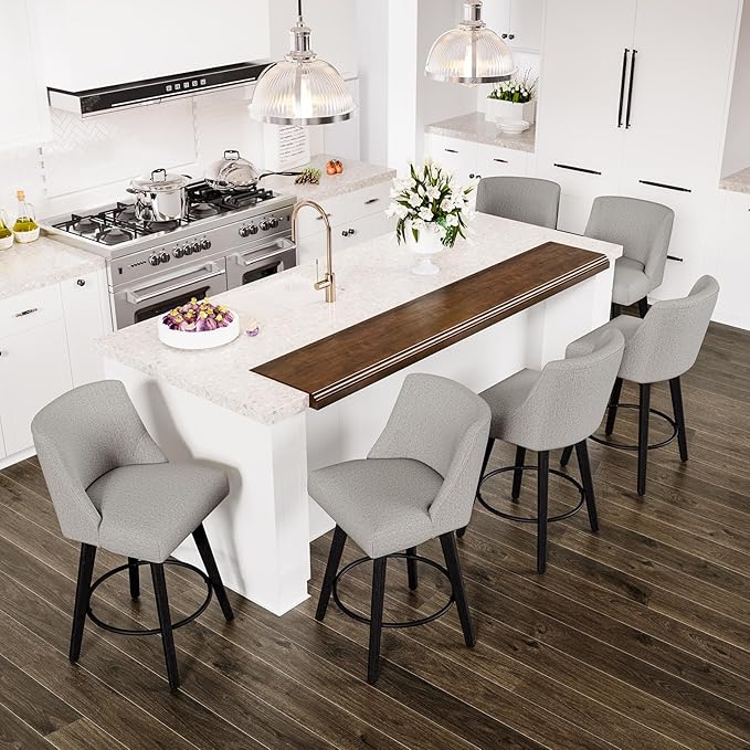 Counter Height Swivel Bar Stools Set of 6, 26 Inch Bar Stools by AMICLIBER