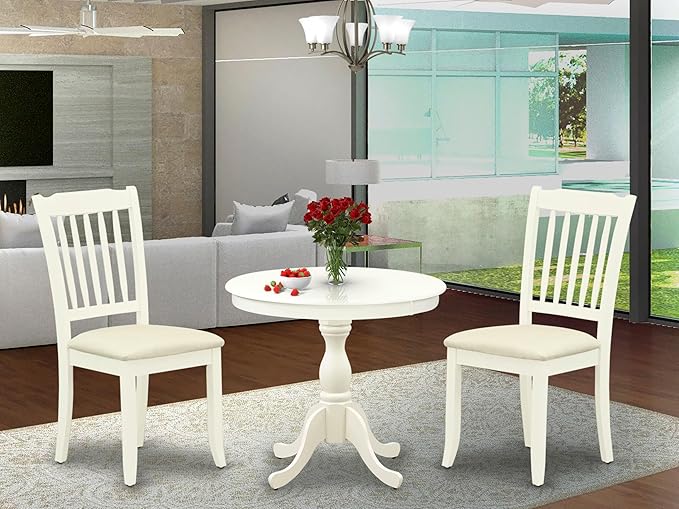 East West Furniture AMDA3-LWH-C 3 Piece Dining Table Set - Image 2