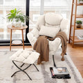 Lazy Chair with Ottoman, Comfy Fabric Accent Lounge Arm Chair with Lumbar by Furlide