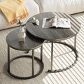 Garden 4 you Nesting Coffee Table, 23.6" Round Coffee Table Set of 2, Wooden by Garden4you