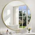 Gold Round Mirror, 48 inch Large Circle Mirrors, Aluminum Metal Frame Big Round by WelcometoCIVENO