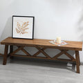 Wnutrees 54" Farmhouse Wood Bench, Rustic Solid Wood Entryway Bench Seat by Wnutrees