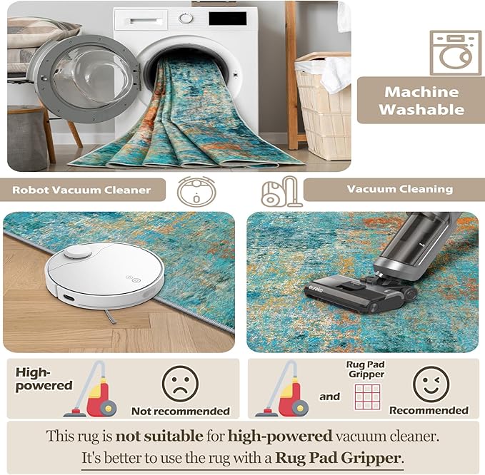 Washable Area Rugs 8'x10' Non-Slip Modern Abstract Soft - Image 6