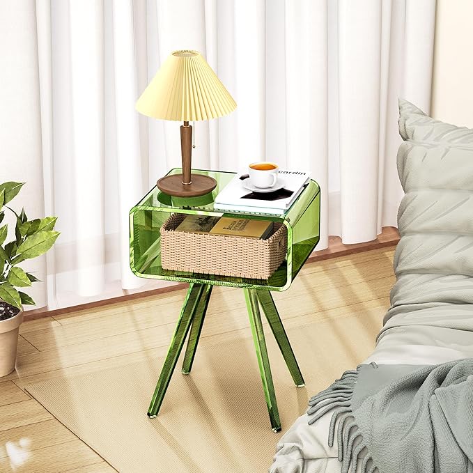 Acrylic Side Table, Acrylic Nightstand Bedside Table - Image 9