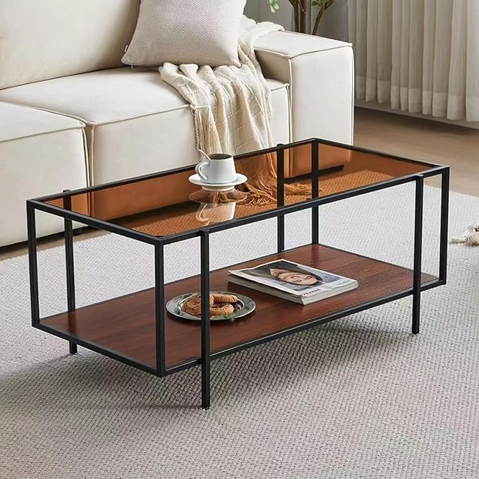 Shrine Glass Coffee Table, Modern Design, Dual-Layer Coffee Table - Image 3