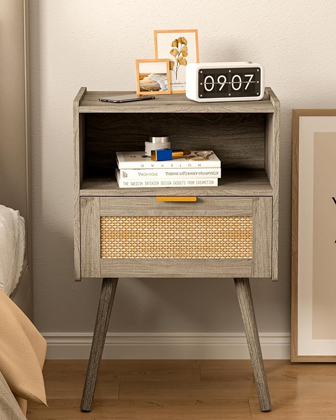 Rattan Nightstand, Modern Bedside Table - Image 8