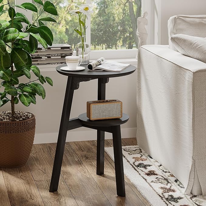 ChooChoo Round End Table for Small Spaces, Narrow Side Table, Accent Table - Image 3