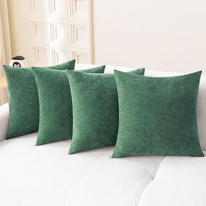 CaliTime Throw Pillow Covers Decorative 18 X 18 Inches Pack of 4 Cozy Chenille by CaliTime