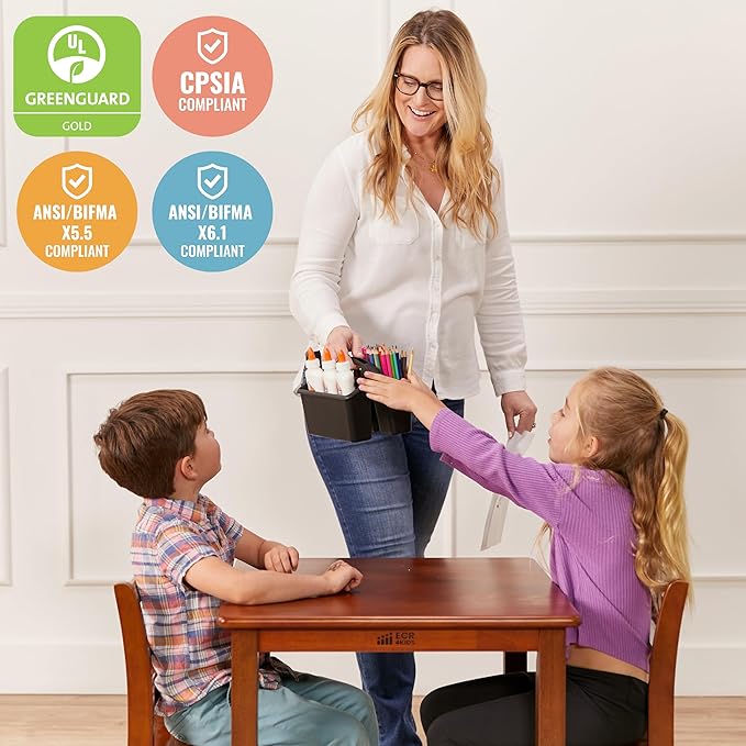 ECR4Kids 24in x 24in Hardwood Table and Chair Set, 12in Seat Height, Kids - Image 6