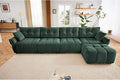 Modern Chenille Fabric 4-Seat Sofa w/Ottoman+2 Pillows, Premium Upholstery by FAVSH