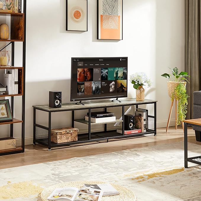 VECELO TV Stand for Televisions up to 80 Inch 70" Entertainment Center - Image 2