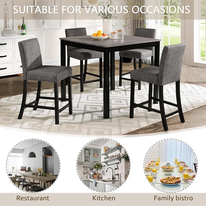KEIKI 5-Piece Counter Height Dining Table Set - Image 4