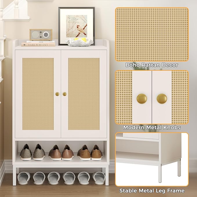 Rattan Shoe Cabinet Storage for Entryway, Shoe Cabinet - Image 8