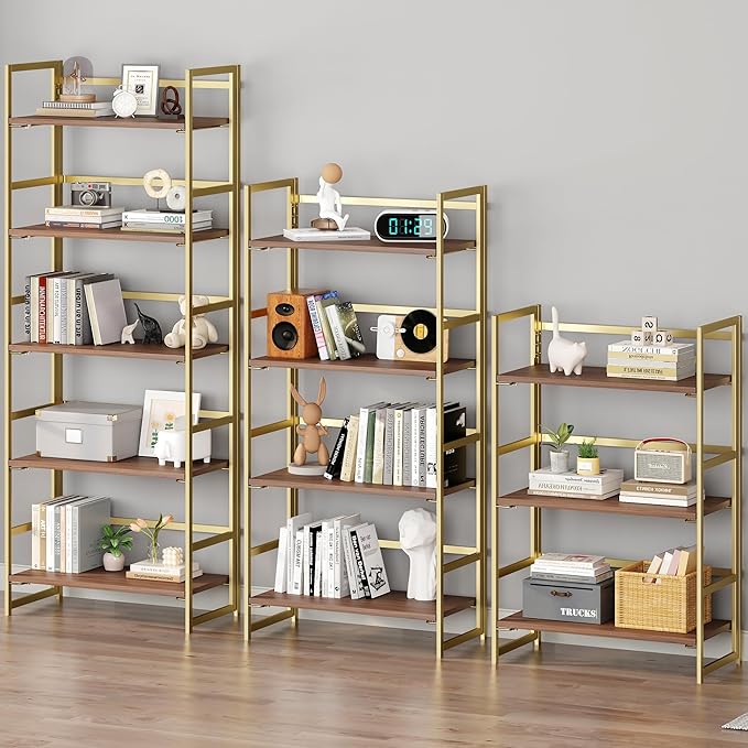 BHG Vintage Multifunctional Folding Bookshelf, 5 Tier No-Assembly Plant Stand - Image 5