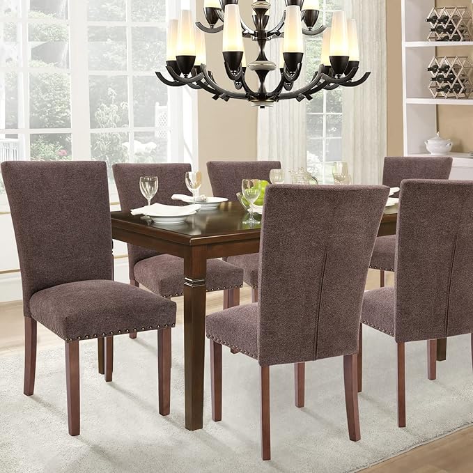 Parsons Dining Chairs Set of 4, Upholstered Nailhead Dining Room Kitchen Side - Image 2