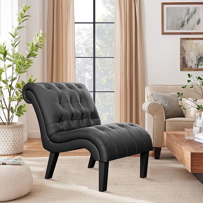 Yongqiang PU Leather Accent Chairs Set of 2 Button Tufted Upholstered Modern - Image 7