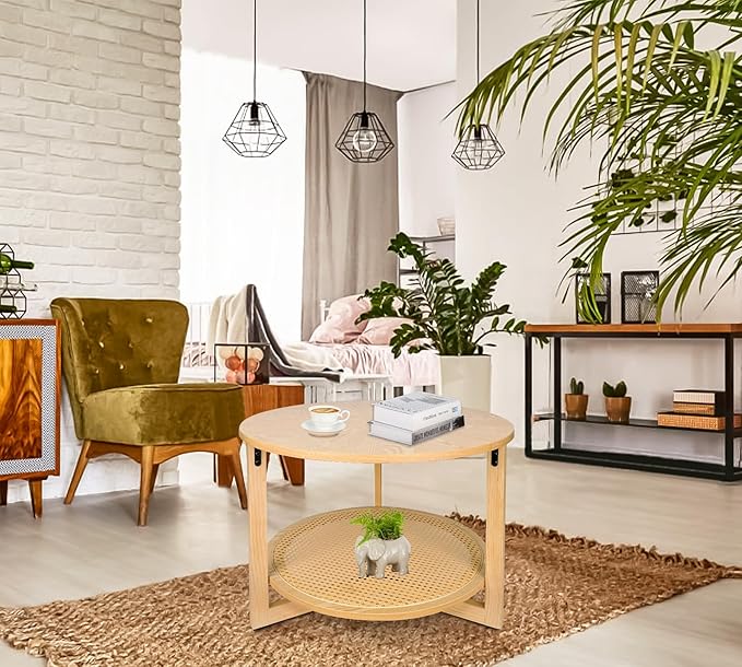 ZYBT Rattan Coffee Tables for Living Room, Small Coffee Table for Small Spaces - Image 6