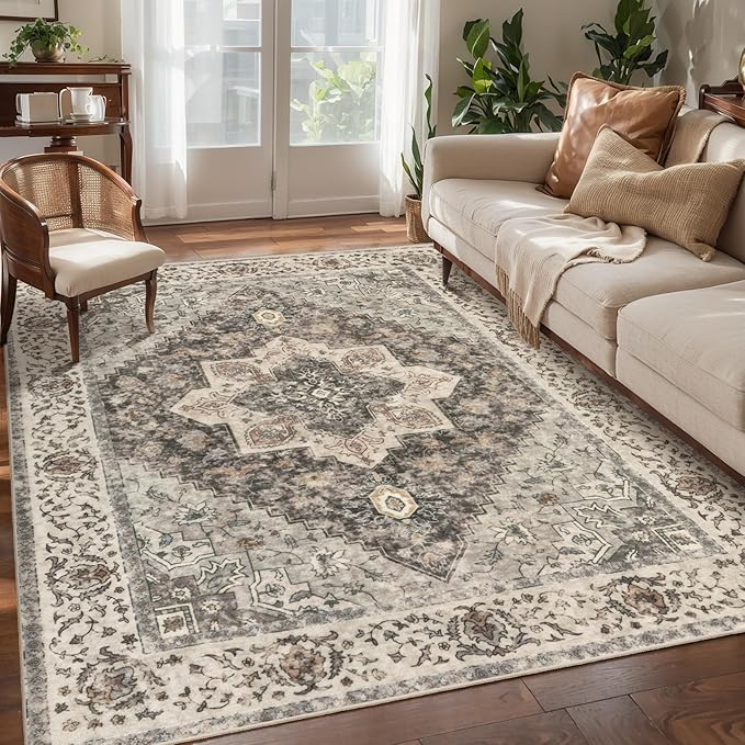 Tangsoo Washable Rug 4x6 Area Rug, Vintage Rug Indoor by Tangsoo