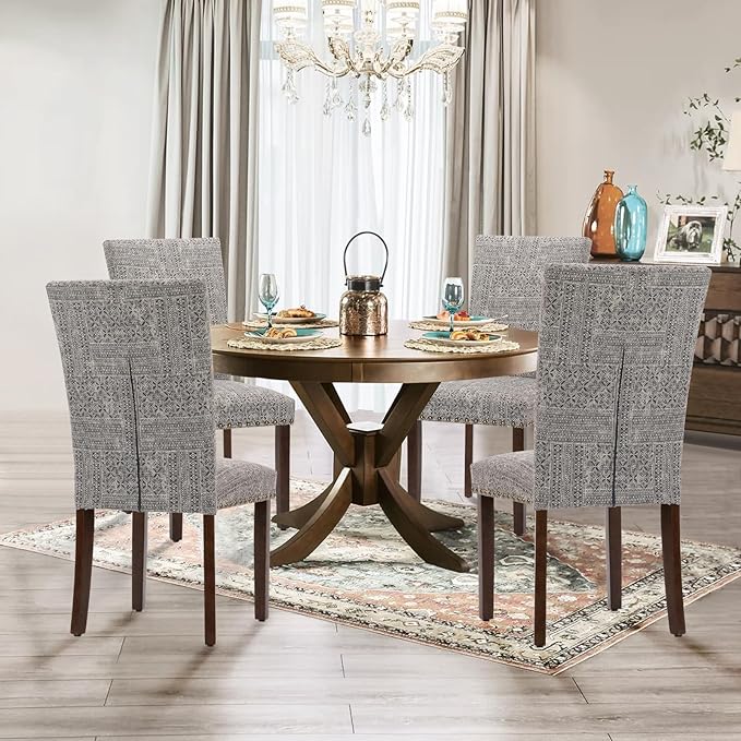 Parsons Dining Chairs Set of 2, Upholstered Nailhead Dining Room Kitchen Side - Image 4