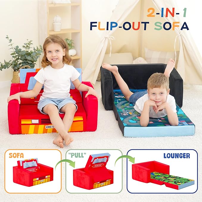 MallBest Kids Sofas Children's Sofa Bed Baby's Upholstered Couch Sleepover - Image 3