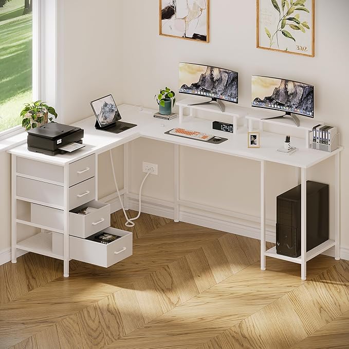 66" L Shaped Computer Desk, 94.4'' Home Office Desk - Image 9