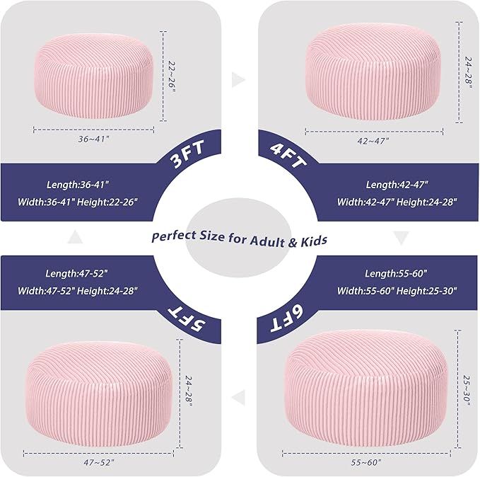 HABUTWAY 3FT Bean Bag Chair, Memory Foam Beanbag Chair - Image 2