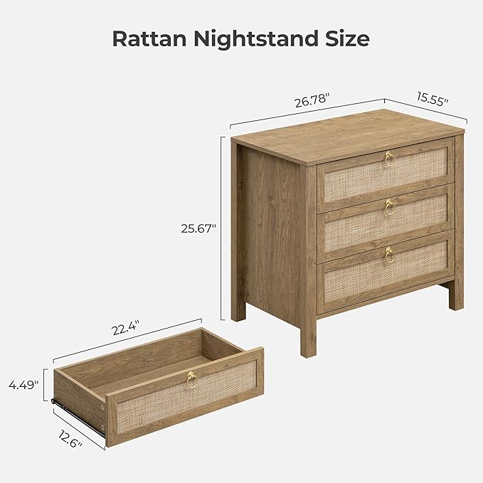 SICOTAS Nightstand Set 2 with Drawers - Image 2