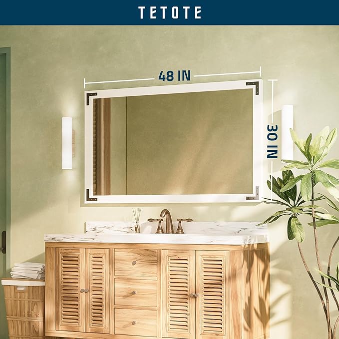 TETOTE 48 x 30 White Wood Mirror - Image 7