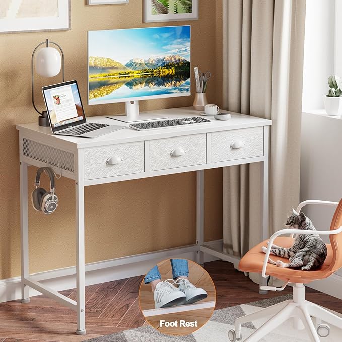 Furologee White Small Computer Desk - Image 6