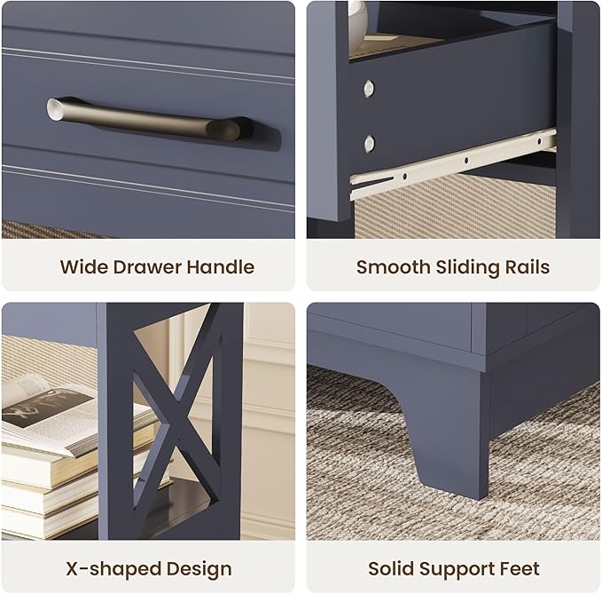 Tall Nightstand Set of 2 Side Table - Image 7