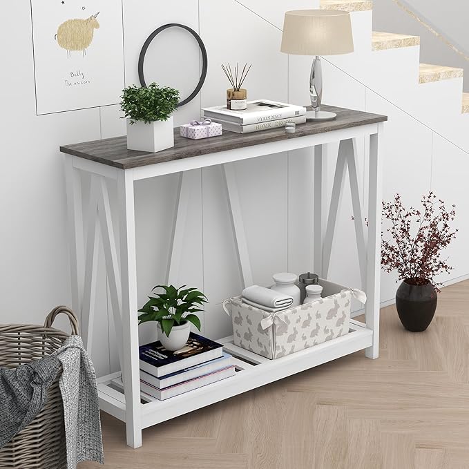 Farmhouse Console Table for Entryway, 39.3 Inch Sofa Table by UYIHOME