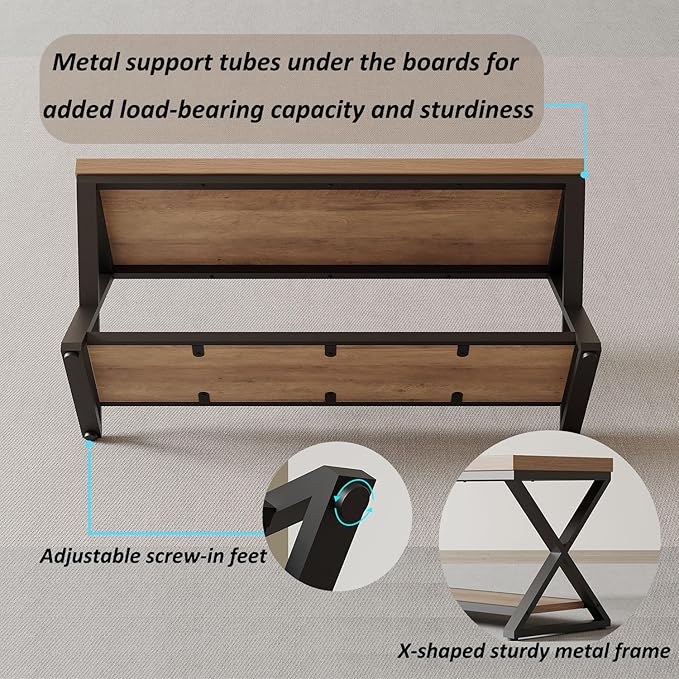 IBF Wood Bench Indoor, Industrial entryway Bench - Image 4