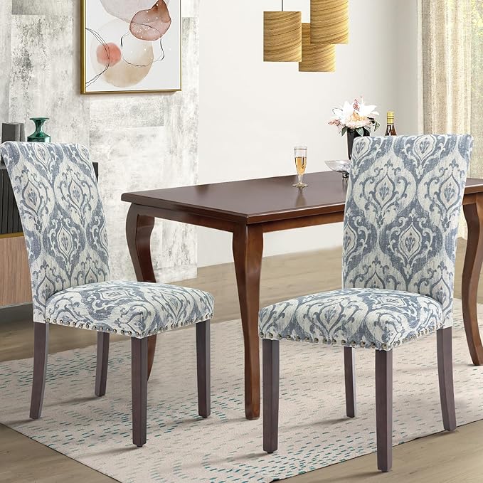 COLAMY Upholstered Parsons Dining Chairs Set of 6, Fabric Dining Room Kitchen - Image 8