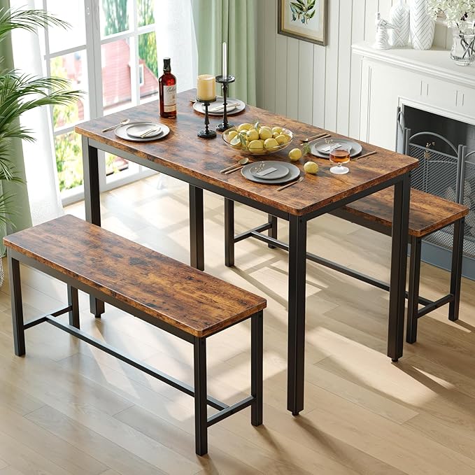 Tatub Dining Table Set for 4, 3-Piece Kitchen Table by Tatub