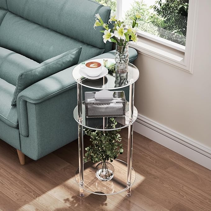 Clear Round Acrylic Side Table Set of 2 - Image 2
