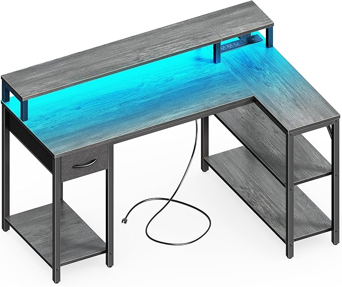 SUPERJARE 47 inch Reversible L Shaped Desk by SUPERJARE