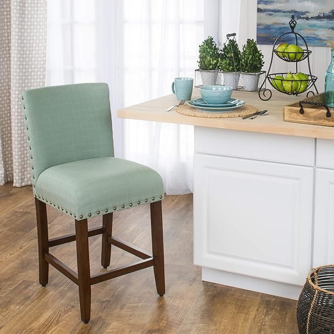 Homepop Home Decor | Backless Nailhead Trim Counter Height Bar Stools | 24 Inch - Image 5