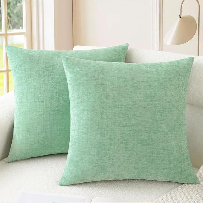 CaliTime Throw Pillow Covers Decorative 20 X 20 Inches Pack of 2 Cozy Chenille by CaliTime
