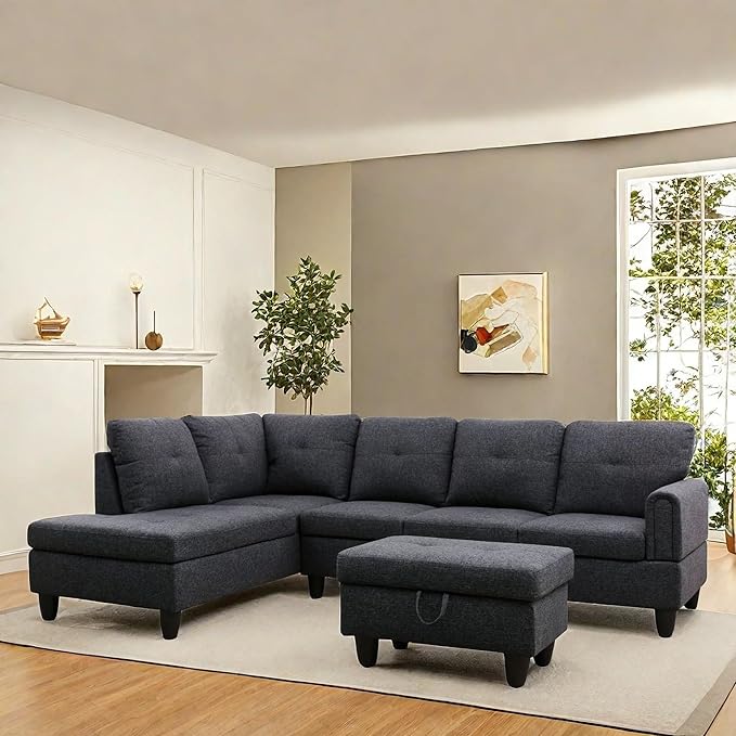 NAYSAYE Sectional Couch with Ottoman Storage, L Shaped Couch Sofa Furniture Sets - Image 3