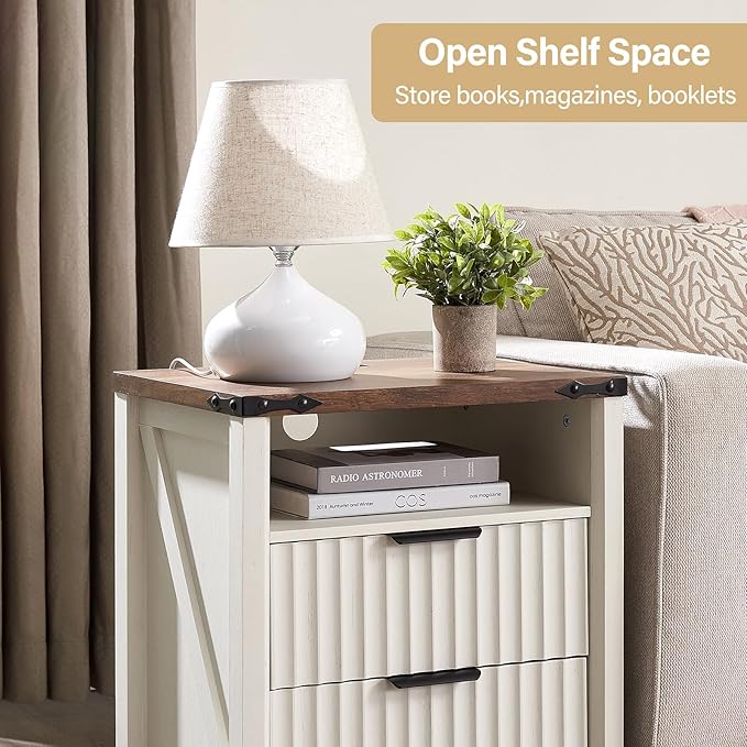 Antique White Night Stand with Charging Station - Image 5