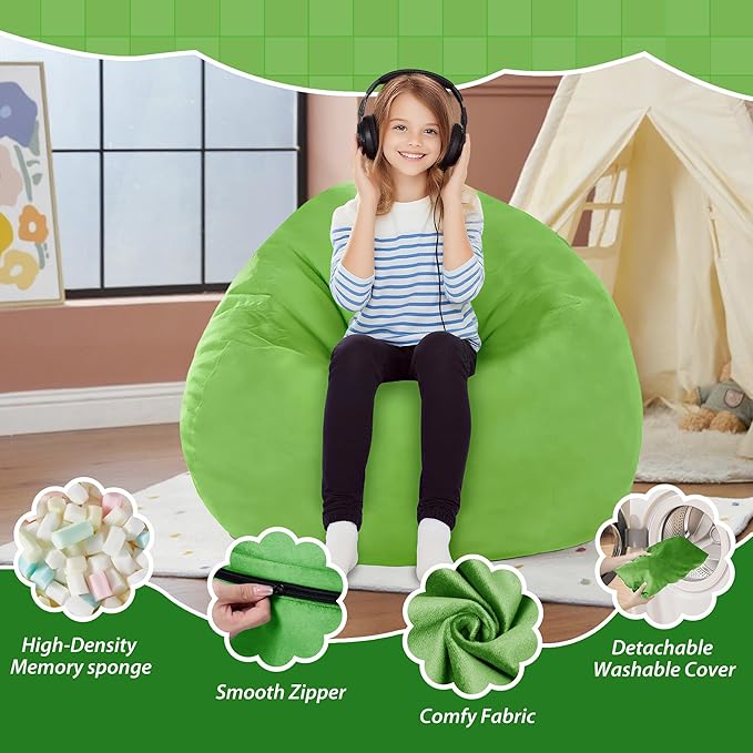 2FT Bean Bag Chair with Ultra Soft Velvet Cover Bean Bag Sofa with Memory Foam - Image 4