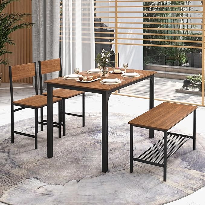 Tangkula Dining Table Set for 4, Kitchen Table and 2 Chairs for 4 - Image 9